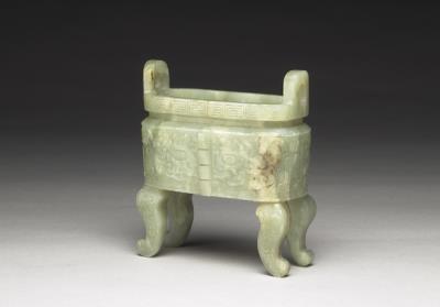 图片[3]-Jade oval incense burner with animal-mask pattern, Qing dynasty (1644-1911)-China Archive